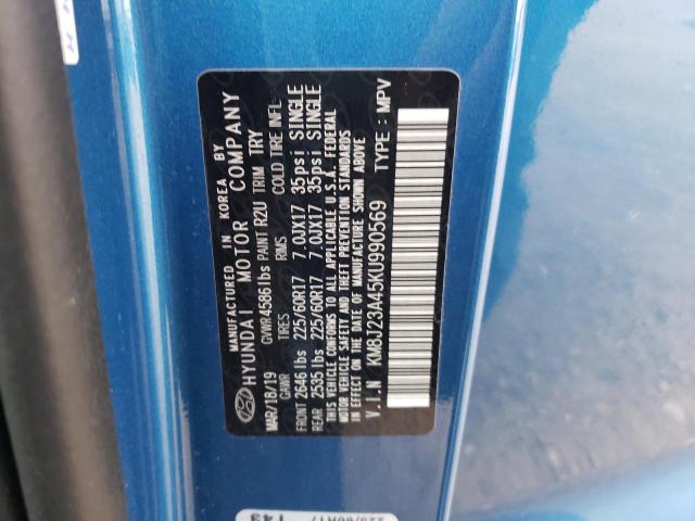 KM8J23A45KU990569 - 2019 HYUNDAI TUCSON SE BLUE photo 12