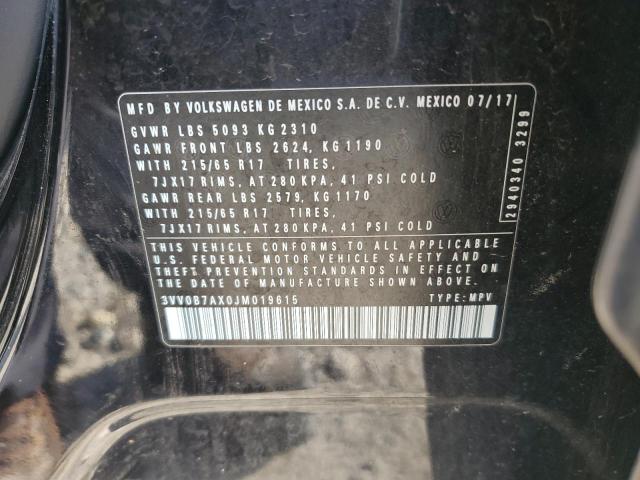 3VV0B7AX0JM019615 - 2018 VOLKSWAGEN TIGUAN S შავი ფოტო 13