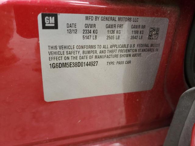 1G6DM5E38D0144927 - 2013 CADILLAC CTS PERFORMANCE COLLECTION Қызыл фото 12