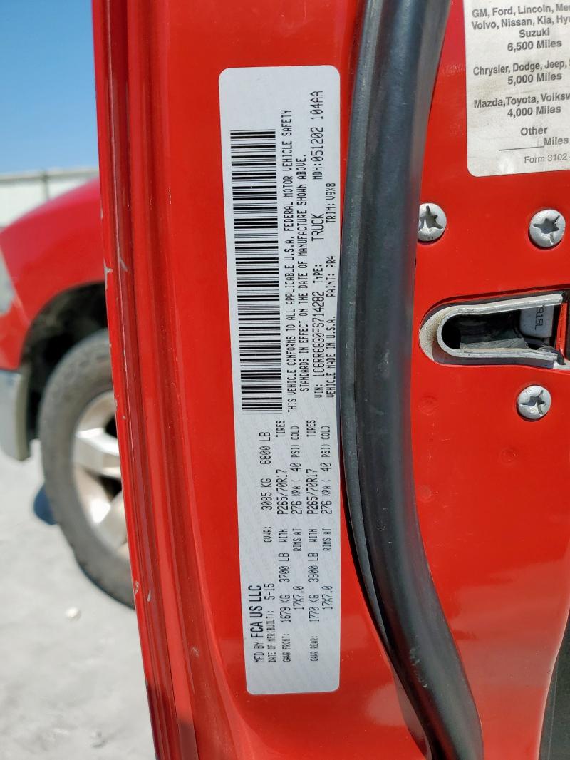 1C6RR6GG0FS714282 - 2015 RAM 1500 SLT RED photo 12