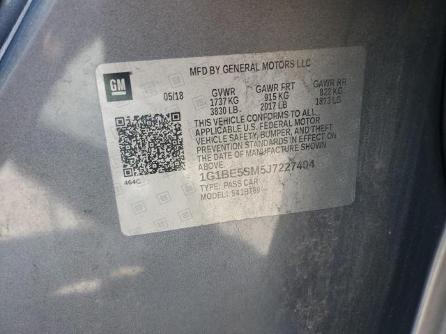 1G1BE5SM5J7227404 - 2018 CHEVROLET CRUZE LT Gris photo 12