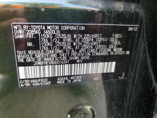 JTMBFREV8DD016347 - 2013 TOYOTA RAV4 LE GREEN photo 12