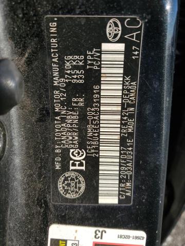 2T1BU4EE5AC331916 - 2010 TOYOTA COROLLA BASE BLACK photo 13