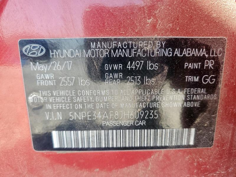 5NPE34AF8JH609235 - 2018 HYUNDAI SONATA SPORT Rojo foto 12