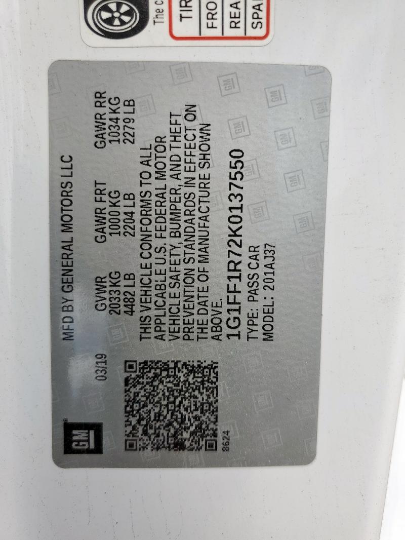 1G1FF1R72K0137550 - 2019 CHEVROLET CAMARO SS ორფეროვანი ფოტო 13