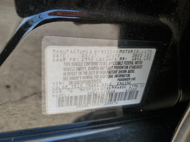 3N1AB7AP8HY335076 - 2017 NISSAN SENTRA S أسود صورة 12