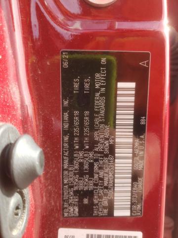 5TDGZRAH0MS531487 - 2021 TOYOTA HIGHLANDER XLE BURGUNDY photo 12