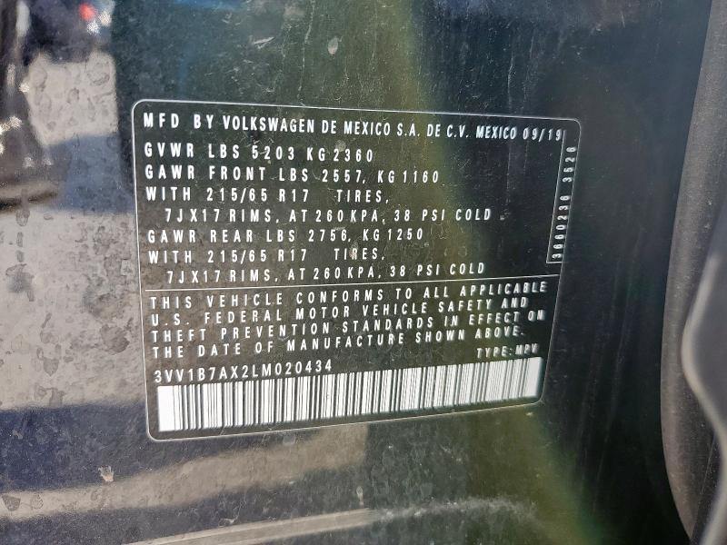 3VV1B7AX2LM020434 - 2020 VOLKSWAGEN TIGUAN S 黑色 照片 13