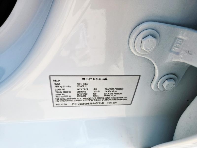 7SAYGDEE9RA321107 - 2024 TESLA MODEL Y 白色 照片 13