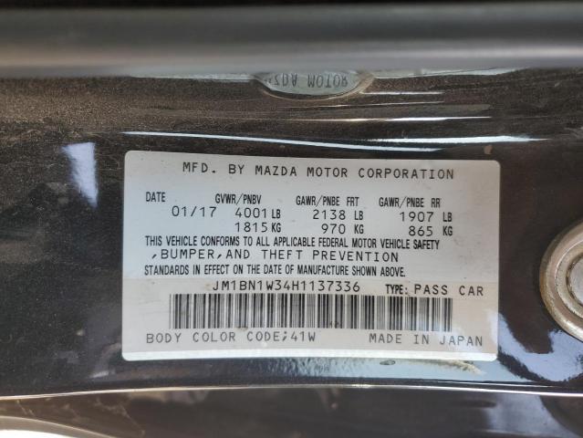 JM1BN1W34H1137336 - 2017 MAZDA 3 GRAND TOURING BLACK photo 12