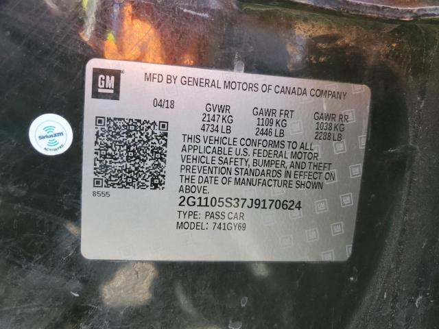 2G1105S37J9170624 - 2018 CHEVROLET IMPALA LT 黑色 照片 12