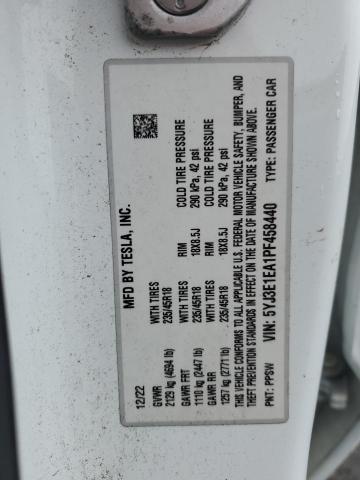 5YJ3E1EA1PF458440 - 2023 TESLA MODEL 3 白色 照片 12