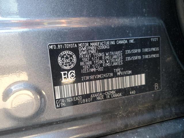 2T3R1RFV3MC245728 - 2021 TOYOTA RAV4 XLE GRAY photo 13