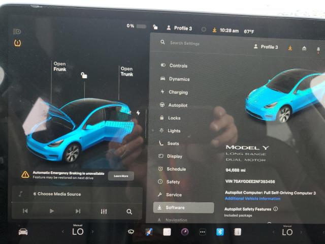 7SAYGDEE2NF393456 - 2022 TESLA MODEL Y Սպիտակ լուսանկար 9