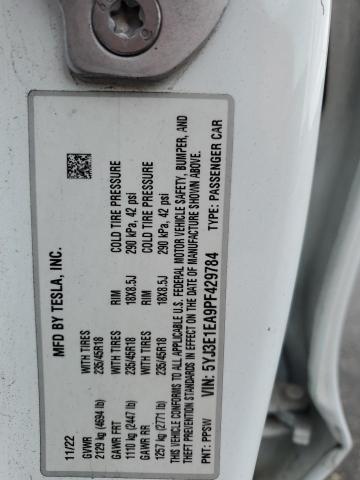 5YJ3E1EA9PF429784 - 2023 TESLA MODEL 3 WHITE photo 13