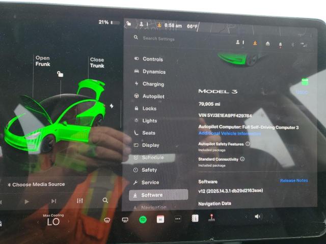 5YJ3E1EA9PF429784 - 2023 TESLA MODEL 3 WHITE photo 9