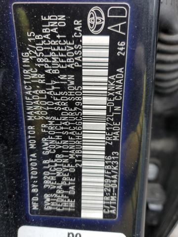 2T1BURHE6GC579805 - 2016 TOYOTA COROLLA L BLACK photo 12