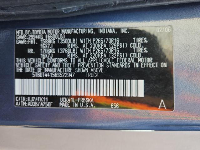 5TBDT44156S522947 - 2006 TOYOTA TUNDRA DOUBLE CAB SR5 BLUE photo 13