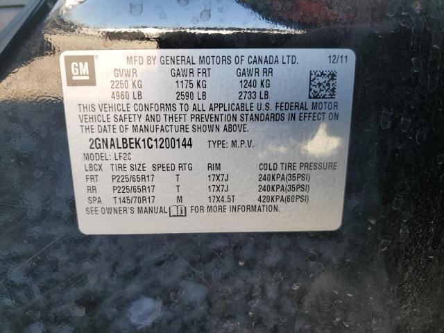 2GNALBEK1C1200144 - 2012 CHEVROLET EQUINOX LS BLACK photo 12