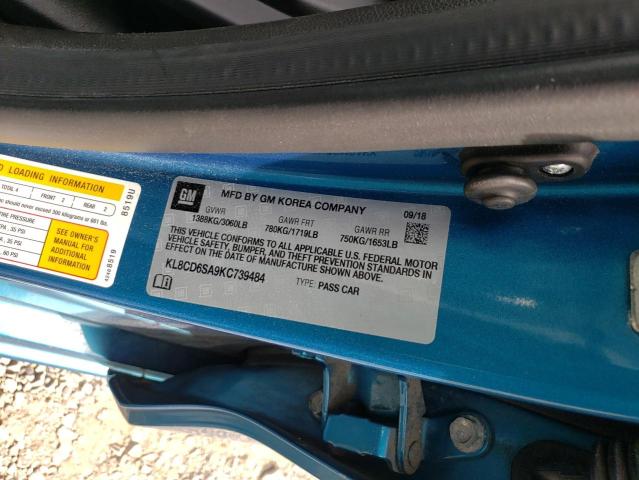 KL8CD6SA9KC739484 - 2019 CHEVROLET SPARK 1LT BLUE photo 12