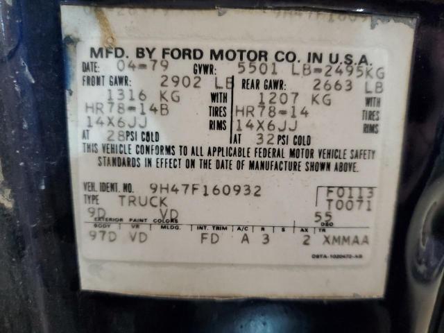 9H47F160932 - 1979 FORD RANCHERO BLUE photo 12