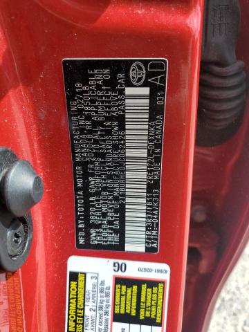 2T1BURHE0JC062426 - 2018 TOYOTA COROLLA L RED photo 12