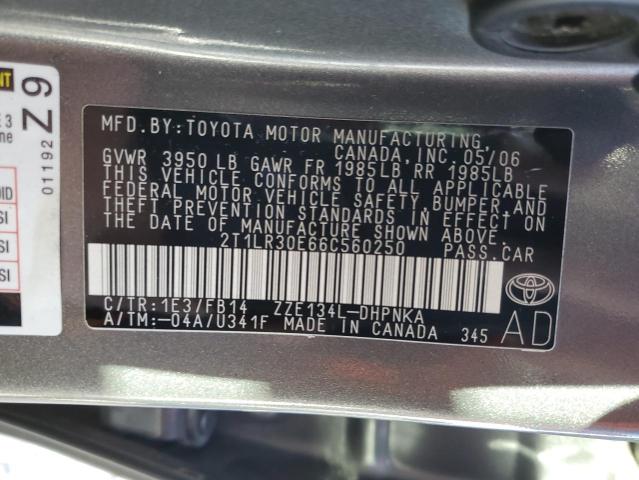 2T1LR30E66C560250 - 2006 TOYOTA COROLLA MA BASE 灰色 照片 13