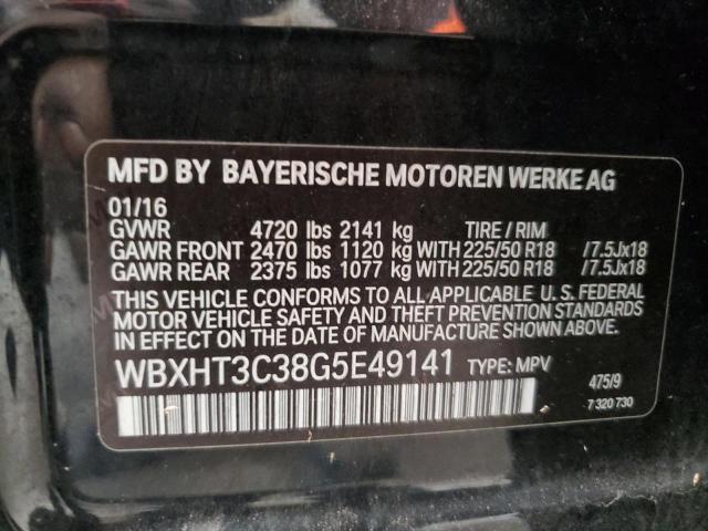 WBXHT3C38G5E49141 - 2016 BMW X1 XDRIVE28I BLACK photo 14