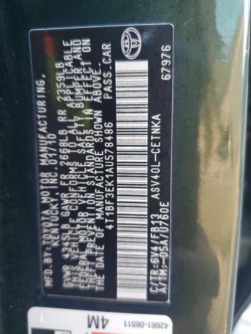 4T1BF3EK1AU578486 - 2010 TOYOTA CAMRY BASE 绿色 照片 12