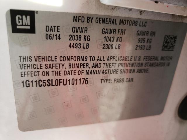 1G11C5SL0FU101176 - 2015 CHEVROLET MALIBU 1LT Biały zdjęcie 13