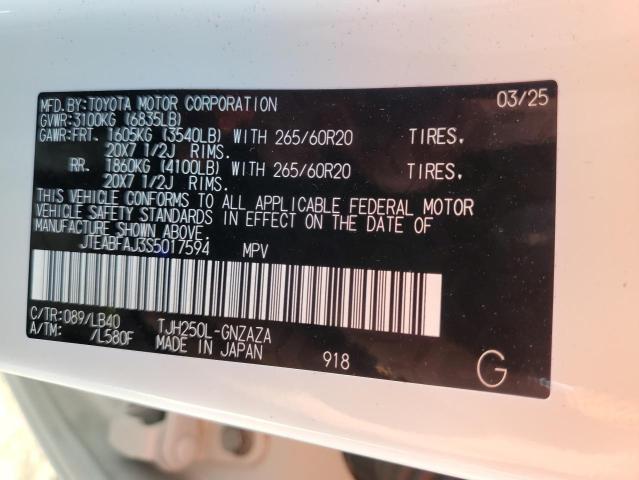 JTEABFAJ3S5017594 - 2025 TOYOTA LAND CRUISER BASE 白色 照片 13