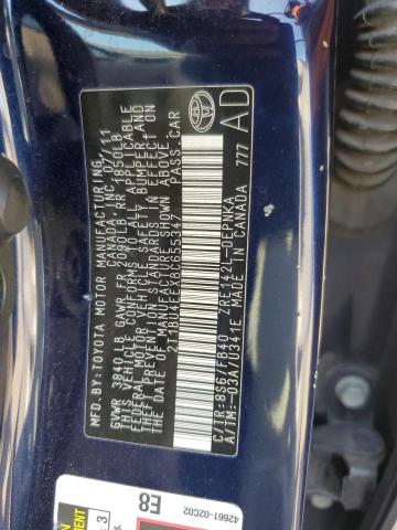 2T1BU4EEXBC655347 - 2011 TOYOTA COROLLA BASE 蓝色 照片 13