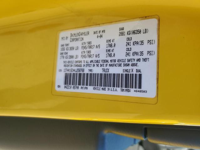 1D7HA16D44J258768 - 2004 DODGE RAM 1500 ST YELLOW photo 12