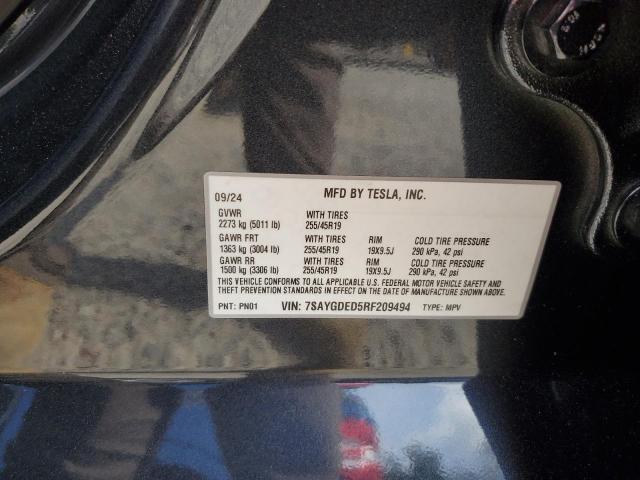 7SAYGDED5RF209494 - 2024 TESLA MODEL Y Сұр фото 13