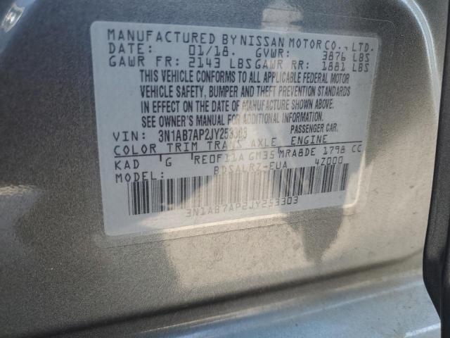 3N1AB7AP2JY253303 - 2018 NISSAN SENTRA S GRAY photo 12