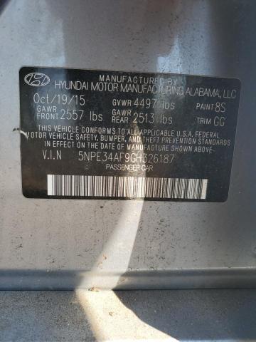 5NPE34AF9GH326187 - 2016 HYUNDAI SONATA SPORT SILVER photo 12