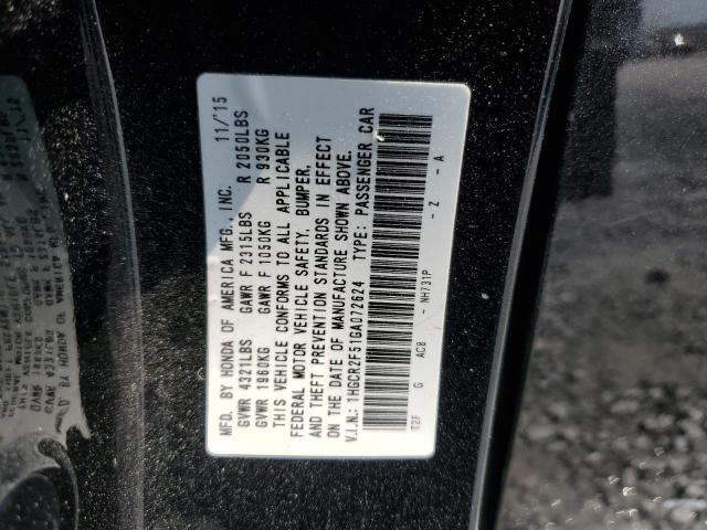 1HGCR2F51GA072624 - 2016 HONDA ACCORD SPORT Қара фото 12