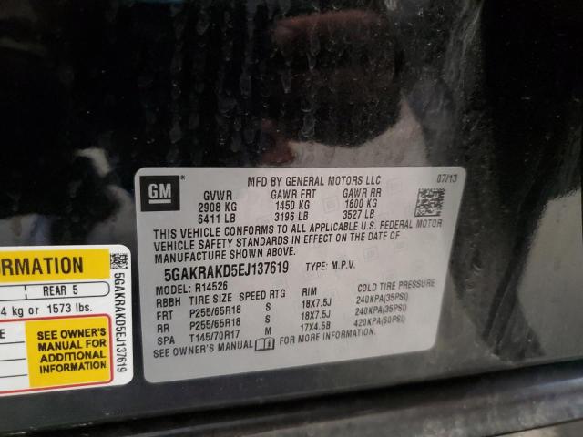 5GAKRAKD5EJ137619 - 2014 BUICK ENCLAVE შავი ფოტო 13