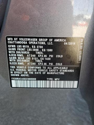1V2UR2CAXKC566089 - 2019 VOLKSWAGEN ATLAS SE Gris foto 13