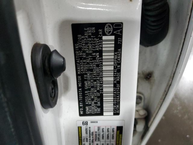 2T1LE40E09C003131 - 2009 TOYOTA COROLLA MA S WHITE photo 13