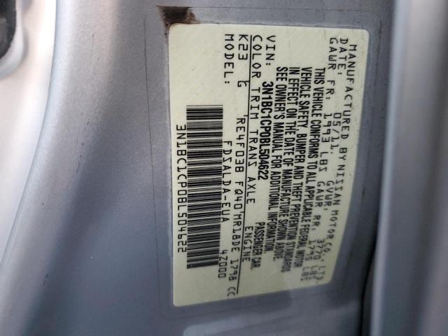 3N1BC1CP0BL504622 - 2011 NISSAN VERSA S SILVER photo 13