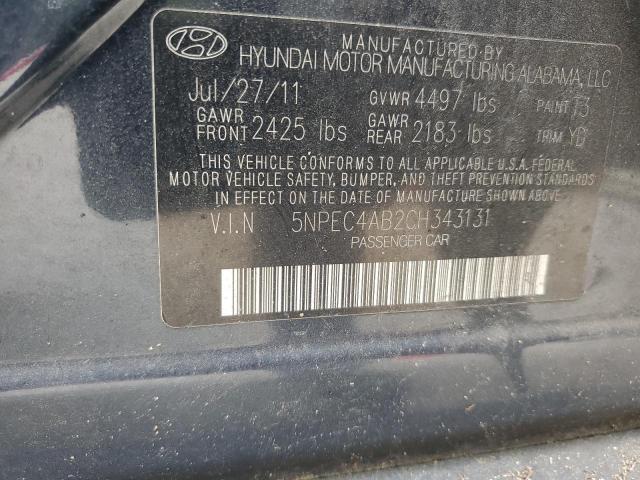 5NPEC4AB2CH343131 - 2012 HYUNDAI SONATA SE ლურჯი ფოტო 12