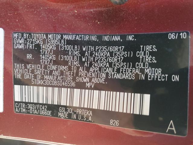 5TDKK3DC0BS046596 - 2011 TOYOTA SIENNA LE RED photo 14