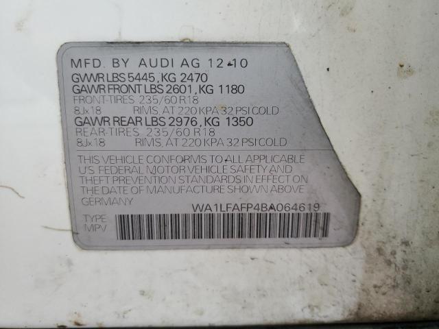 WA1LFAFP4BA064619 - 2011 AUDI Q5 PREMIUM PLUS WHITE photo 13