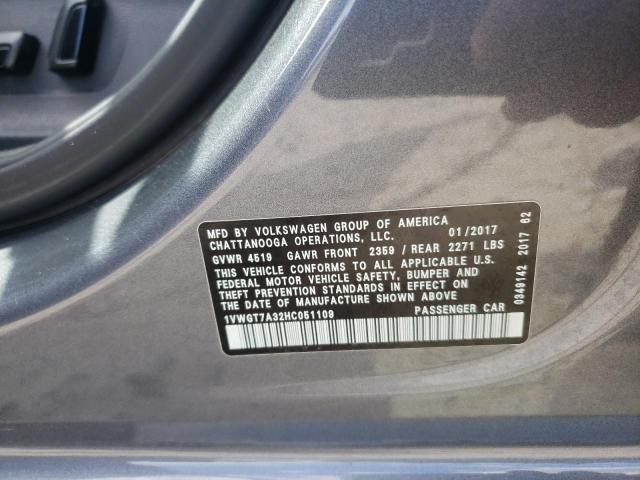 1VWGT7A32HC051109 - 2017 VOLKSWAGEN PASSAT SE Boz foto 12