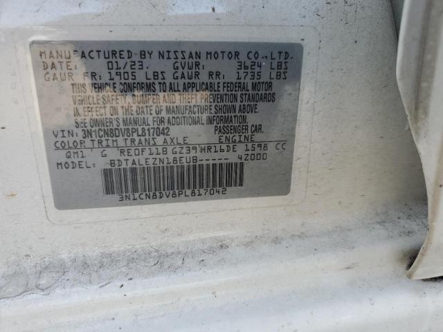3N1CN8DV8PL817042 - 2023 NISSAN VERSA S WHITE photo 12