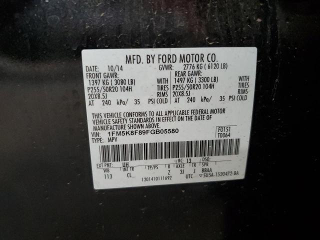 1FM5K8F89FGB05580 - 2015 FORD EXPLORER LIMITED BLACK photo 13