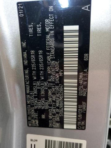 5TDGZRBH7MS529847 - 2021 TOYOTA HIGHLANDER XLE SILVER photo 13