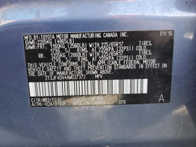 2T3JF4DV4AW037372 - 2010 TOYOTA RAV4 BLUE photo 13