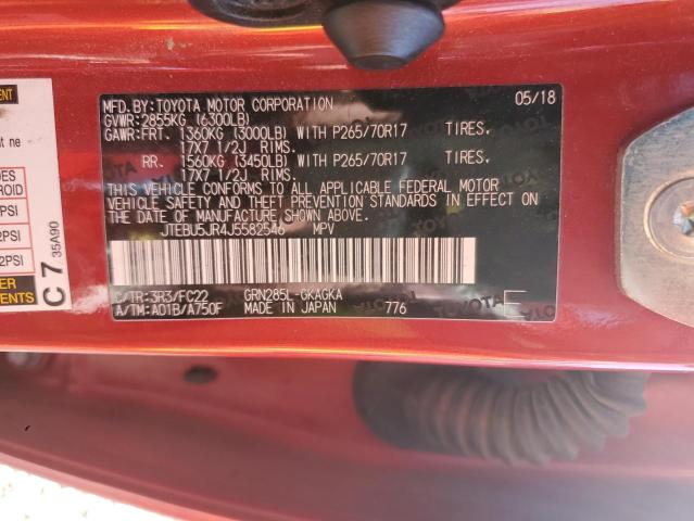 JTEBU5JR4J5582546 - 2018 TOYOTA 4RUNNER SR5/SR5 PREMIUM Qırmızı foto 13